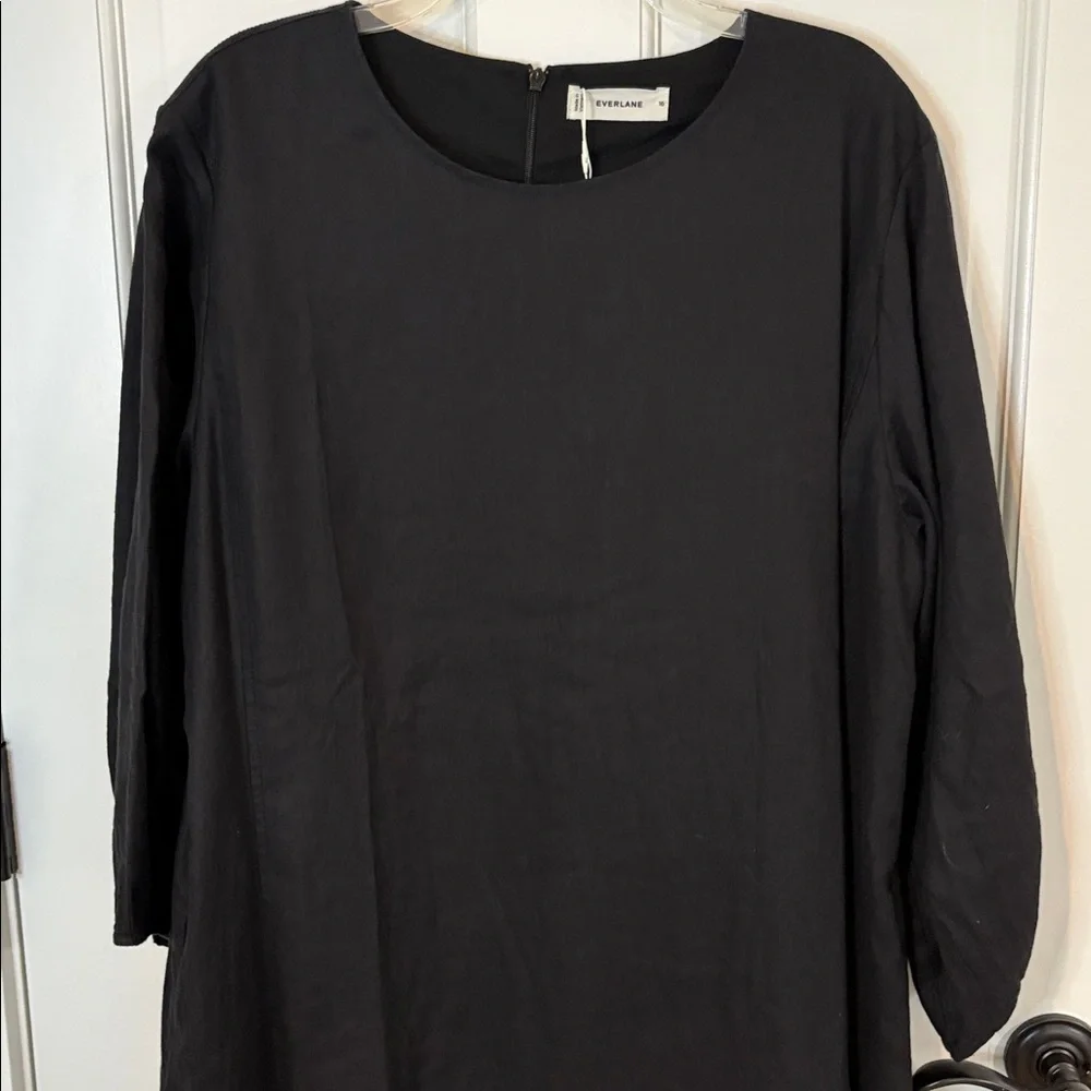 Everlane NWT Size 16 Black The Linen A-Line Midi Dress - Picture 10 of 14